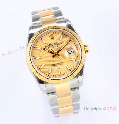 Swiss 3235 Rolex Datejust 36 Gold Palm 2-Tone Oyster Bracelet